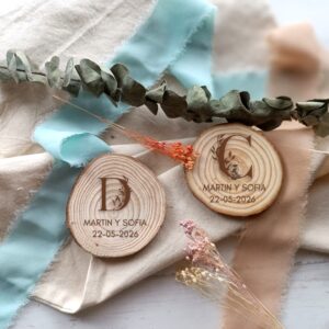 Rodaja de madera con imán especial BODA