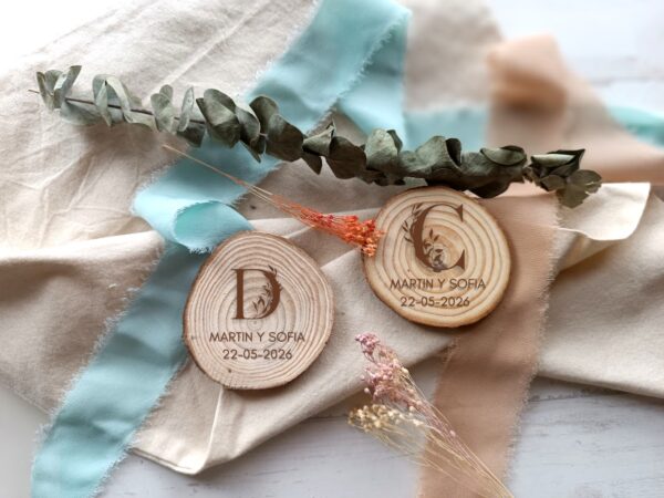 Rodaja de madera con imán especial BODA