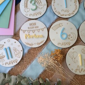 Placas Cumplemes Madera y Metacrilato