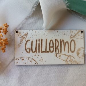 Cartel madera nombre diseños infantiles (con cinta)