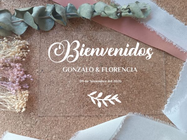 Cartel metacrilato bienvenidos 60x45