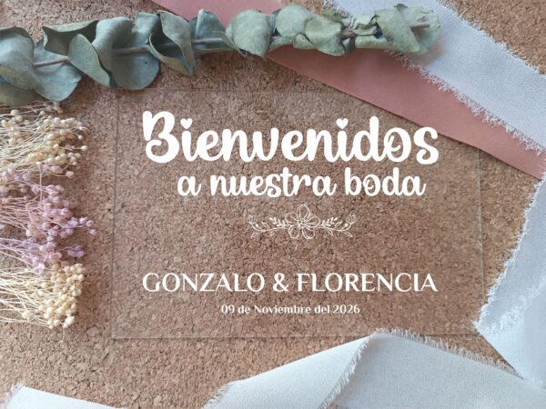 Cartel metacrilato bienvenidos a nuestra boda 60x45 - Imagen 4