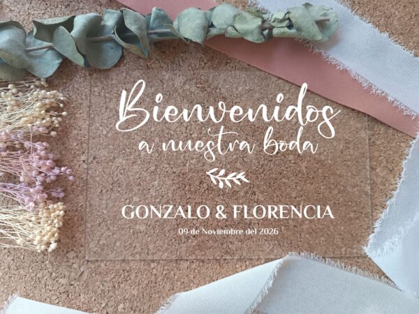Cartel metacrilato bienvenidos a nuestra boda 60x45 - Imagen 6