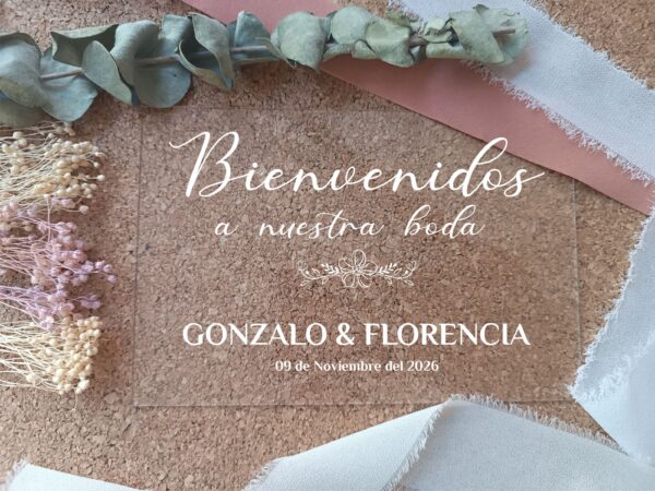 Cartel metacrilato bienvenidos a nuestra boda 60x45 - Imagen 7
