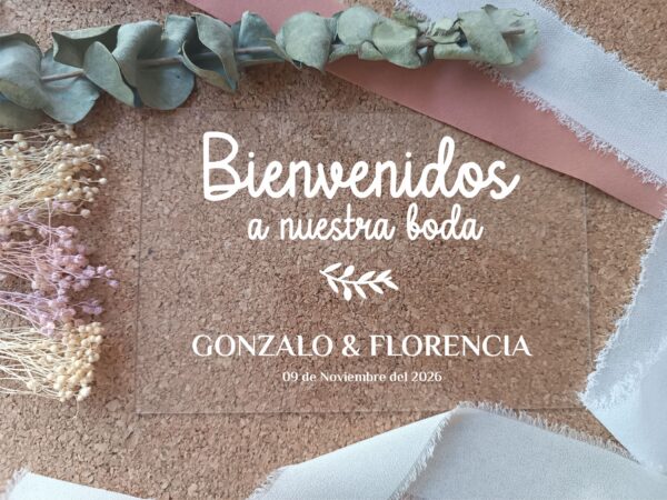 Cartel metacrilato bienvenidos a nuestra boda 60x45 - Imagen 8