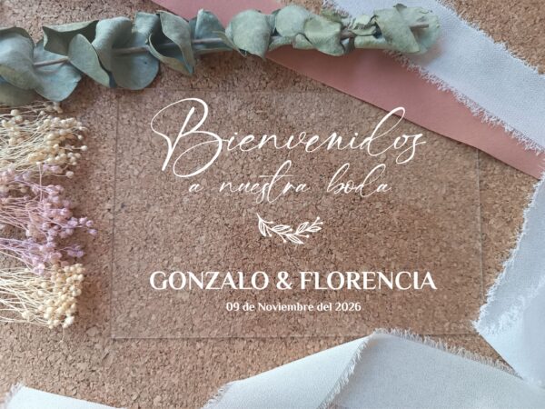 Cartel metacrilato bienvenidos a nuestra boda 60x45 - Imagen 10