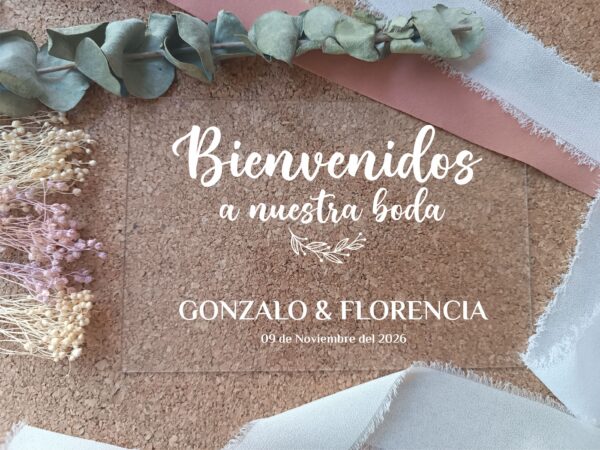 Cartel metacrilato bienvenidos a nuestra boda 60x45 - Imagen 11