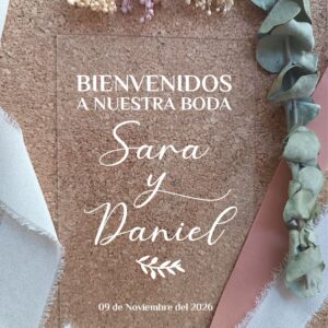 Cartel metacrilato bienvenidos a nuestra boda 60x45