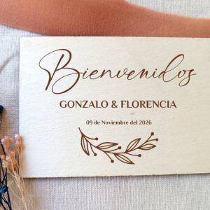 Cartel madera bienvenidos 60x40