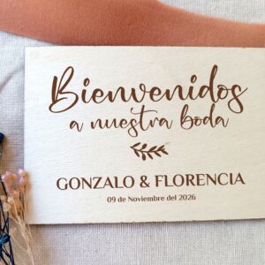 Cartel madera bienvenidos a nuestra boda 60x40