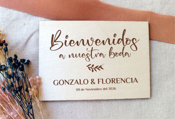 Cartel madera bienvenidos a nuestra boda 60x40