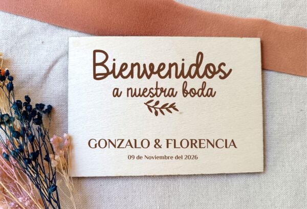Cartel madera bienvenidos a nuestra boda 60x40 - Imagen 4