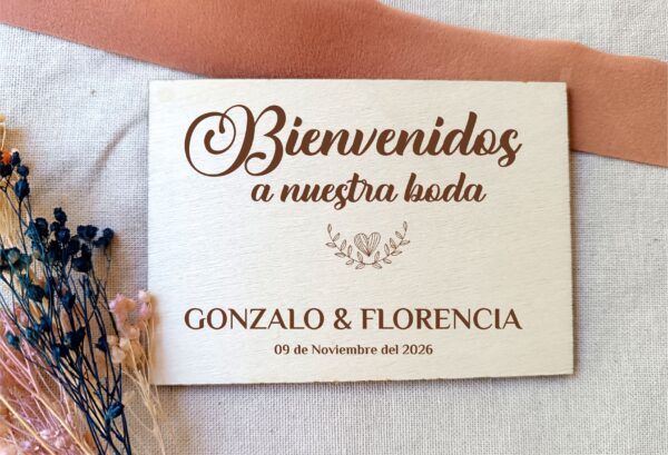 Cartel madera bienvenidos a nuestra boda 60x40 - Imagen 5