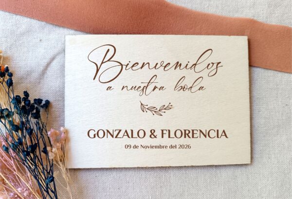 Cartel madera bienvenidos a nuestra boda 60x40 - Imagen 6