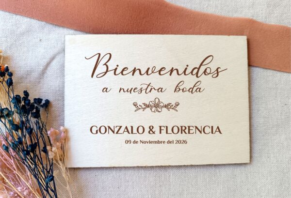 Cartel madera bienvenidos a nuestra boda 60x40 - Imagen 7