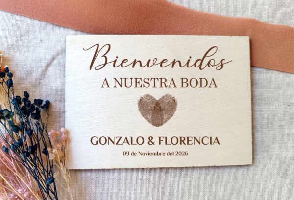 Cartel madera bienvenidos a nuestra boda 60x40 - Imagen 8