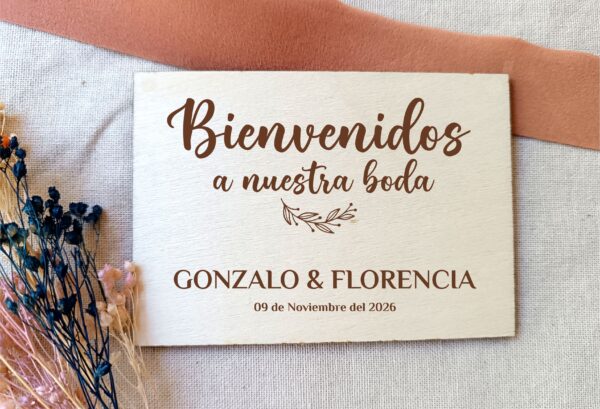 Cartel madera bienvenidos a nuestra boda 60x40 - Imagen 9