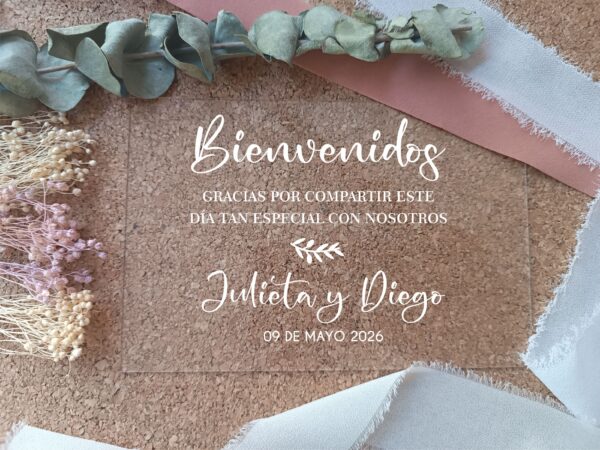 Cartel metacrilato bienvenidos+frase 60x45 - Imagen 4