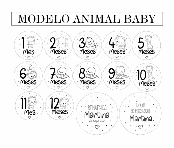 Placas Cumplemes Animal Baby - Imagen 3
